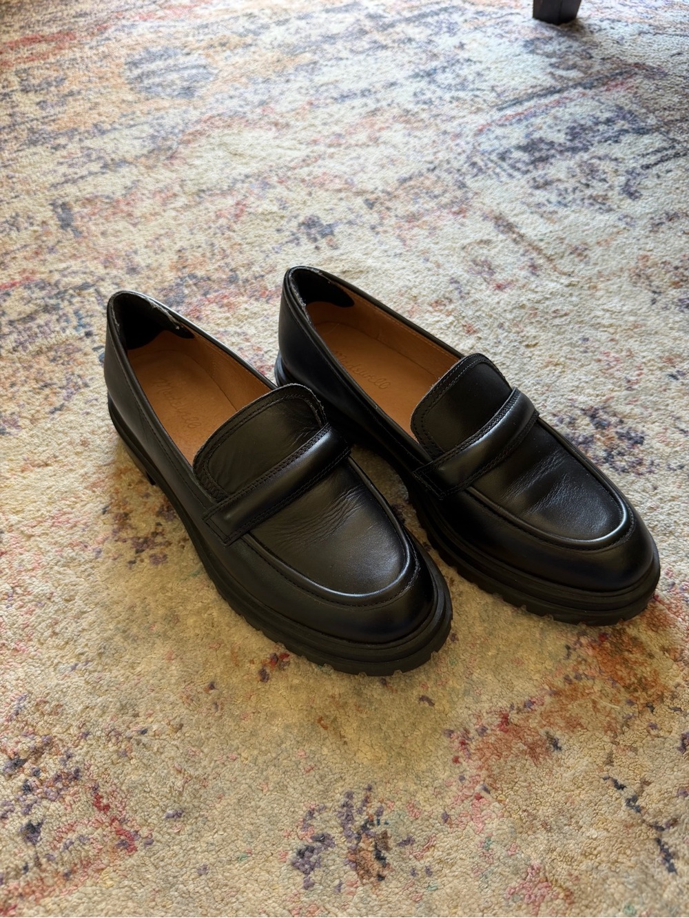 Madewell Black Leather Women's Lug-Sole Penny Loafers